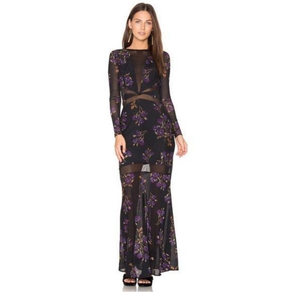 NBD Revolve “Zoey” Floral Mesh Maxi Dress S NWT